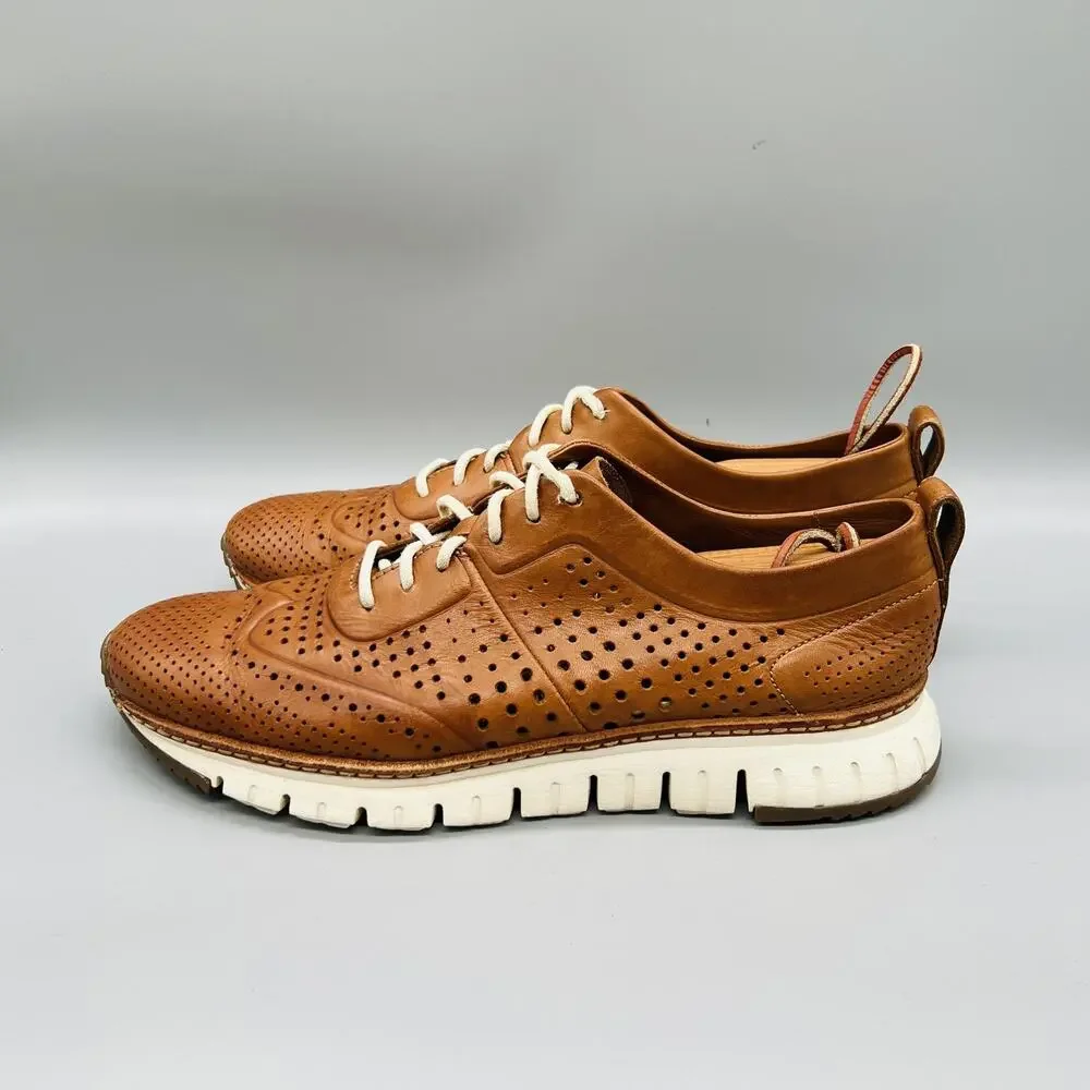 Cole Haan Shoes Mens 9.5 Brown Leather Grand OS Wingtip Casual Sneakers Comfort
